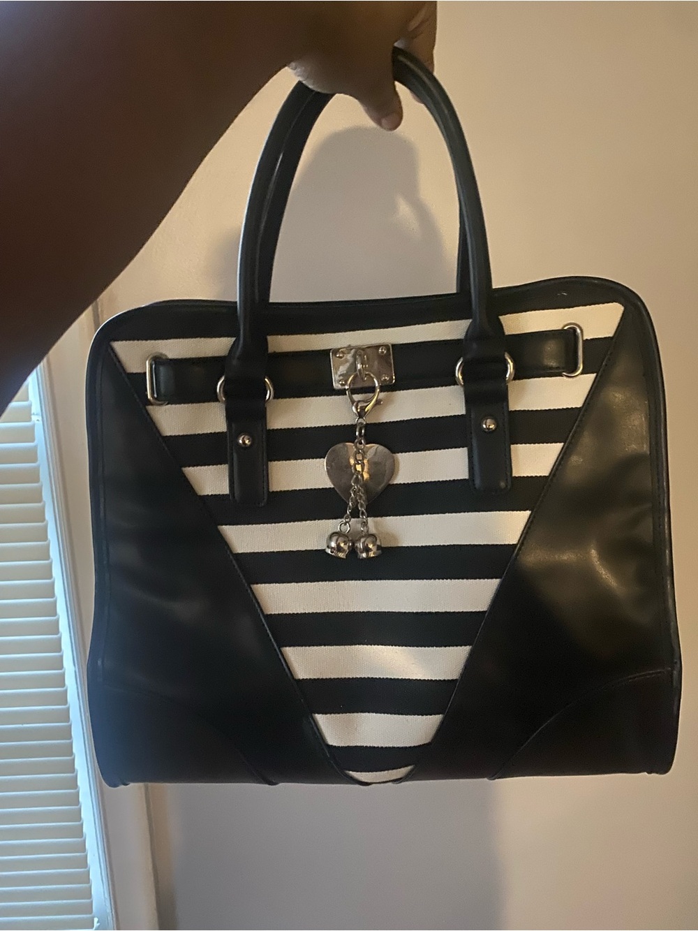 Black And white striped bag